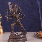 Pure Brass Mahishasur Mardini Durga Idol | 8" Brown Tone Art | 1.2kg Sacred Victory Scene | Divine Mother Triumph | Jaipurio